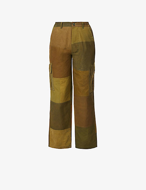 OVERLORD: Upcycled Barbour relaxed-fit waxed-cotton trousers