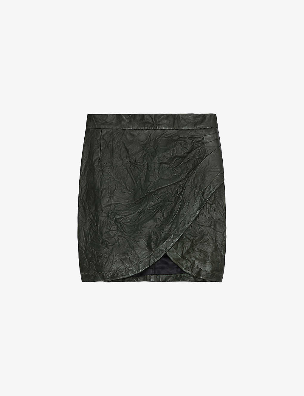 Zadig & Voltaire Zadig&voltaire Womens Kaki Julipe Crinkled Leather Mini-skirt