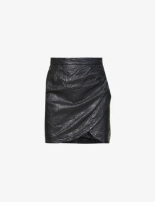 Zadig & Voltaire Zadig&voltaire Womens Noir Julipe Crinkled Leather Mini-skirt In Black