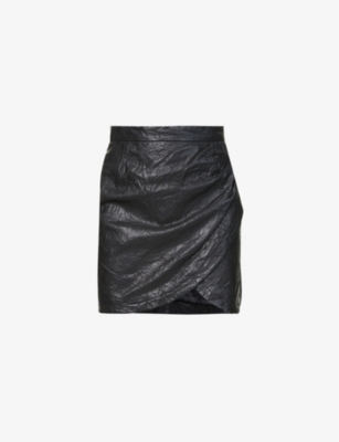 ZADIG & VOLTAIRE ZADIG&VOLTAIRE WOMENS NOIR JULIPE CRINKLED LEATHER MINI-SKIRT,55095946