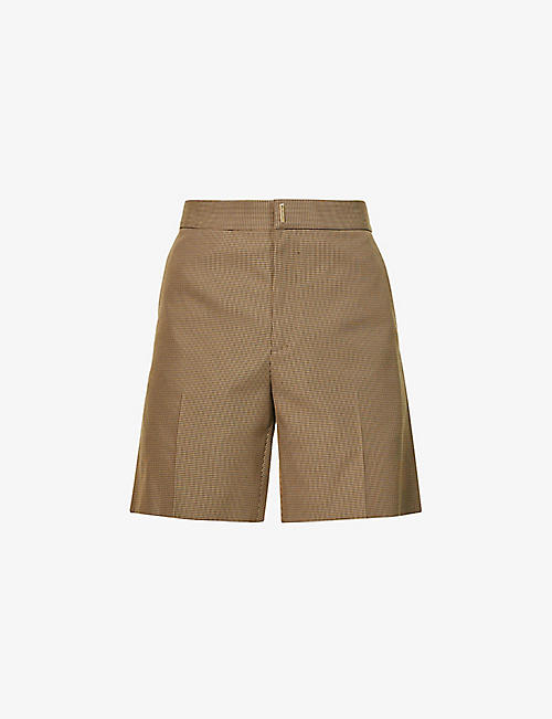 GIVENCHY: Houndstooth-pattern regular-fit woven shorts