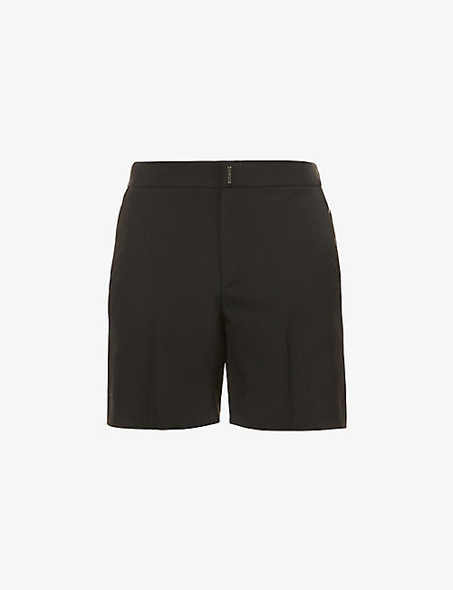 GIVENCHY: Logo-plaque regular-fit straight wool shorts