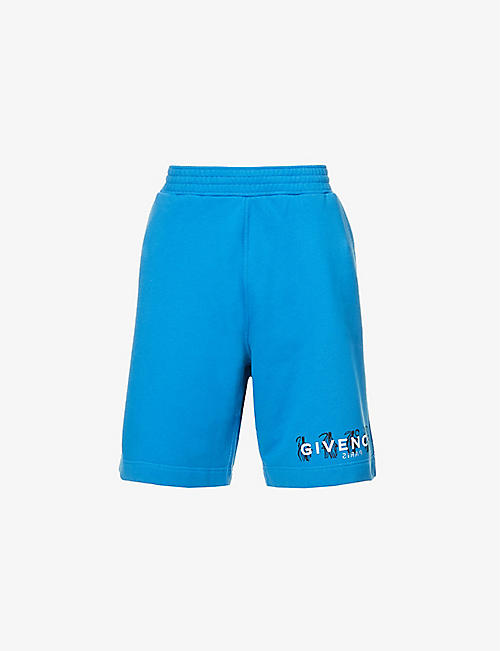 GIVENCHY: Logo-print relaxed-fit cotton-jersey shorts