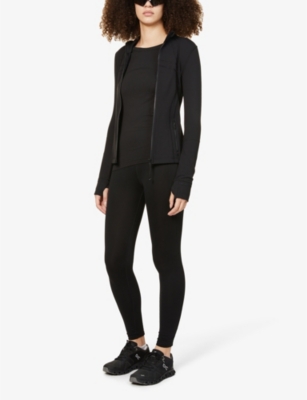 Shop Lululemon Women's Black/black Swiftly Tech 2.0 Long-sleeved Stretch-knit Top