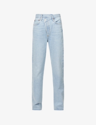 Shop Agolde Women's Dimension Criss Cross Straight-leg High-rise Organic-cotton Jeans