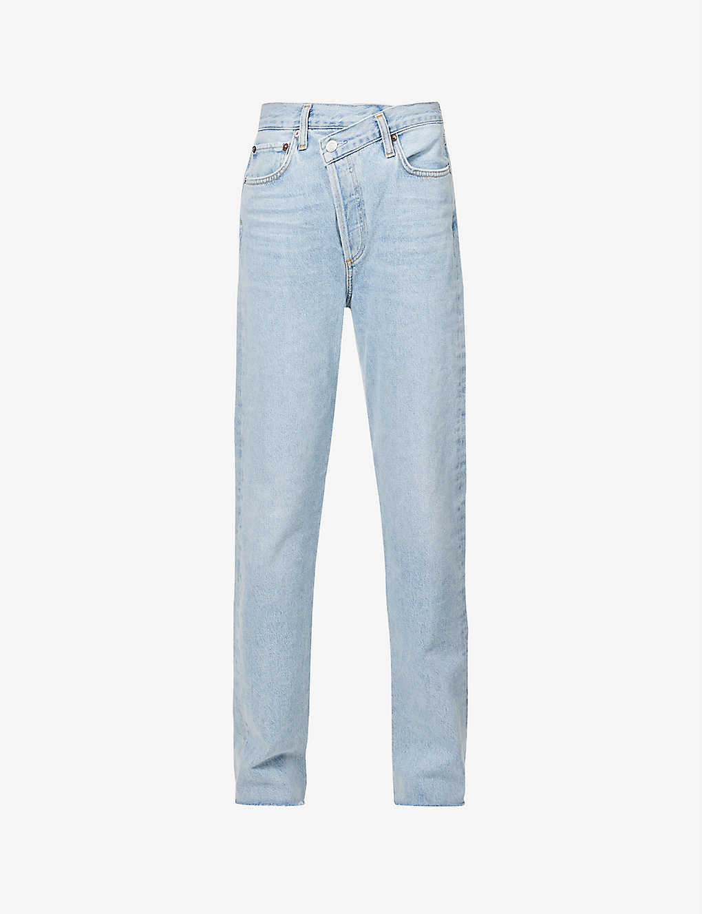 Shop Agolde Criss Cross Straight-leg High-rise Organic-cotton Jeans In Dimension