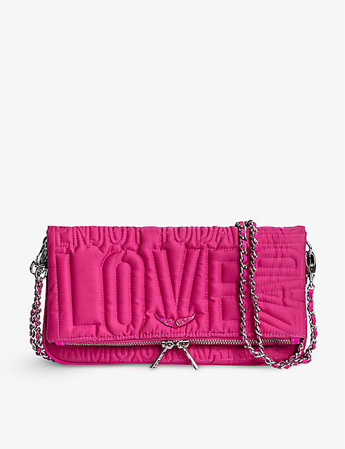 ZADIG&VOLTAIRE: Rock topstitch-lettering quilted nylon clutch