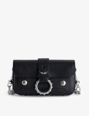 Zadig & Voltaire Zadig&voltaire Womens Noir Silver X Kate Moss Studded Leather Cross-body Bag