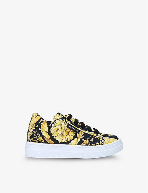VERSACE: Baroque-print canvas trainers 3-4 years