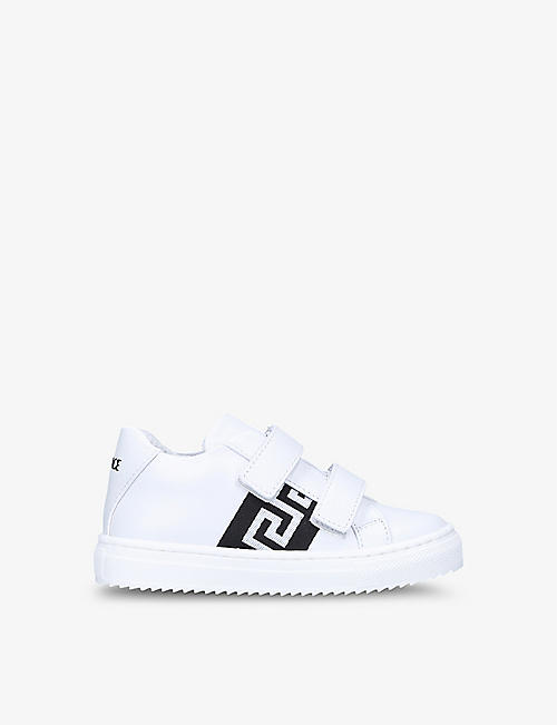 VERSACE: Greca leather low-top trainers 3-4 years