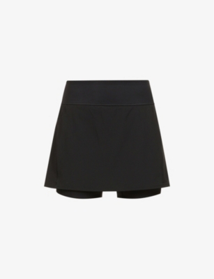 Spanx Get Moving Mid-rise Stretch-woven Skort In Black