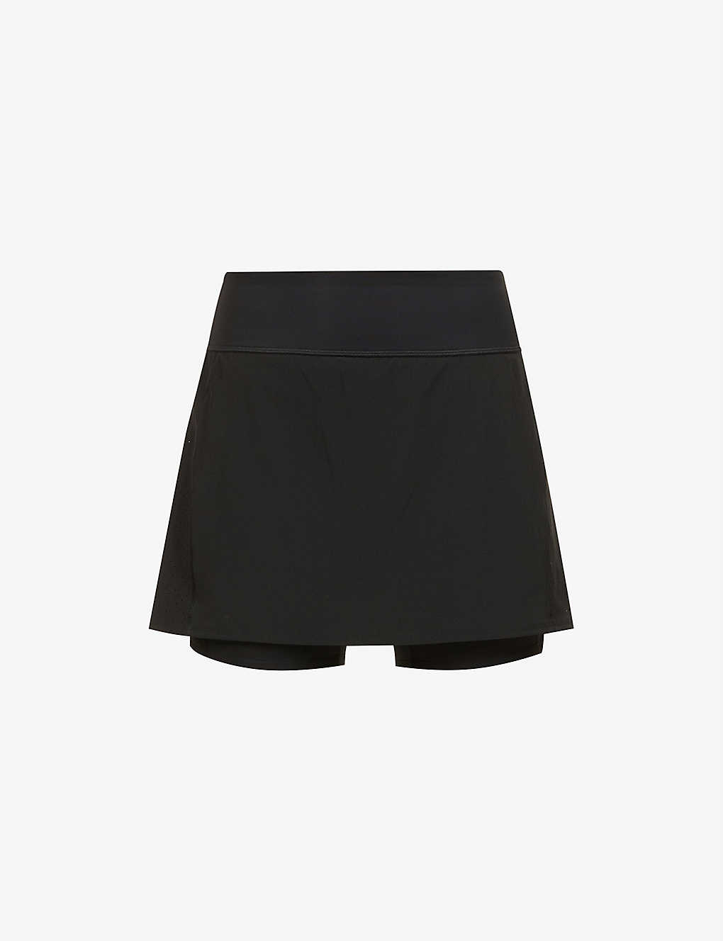 Shop Spanx Get Moving Mid-rise Stretch-woven Skort In Black