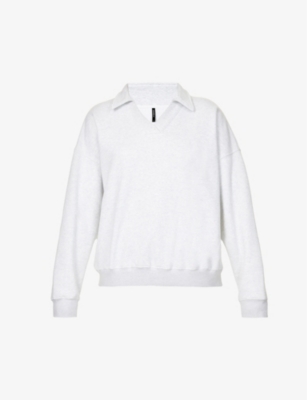ADANOLA - Open-collar oversized cotton-fleece sweatshirt