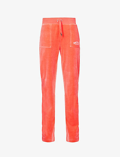 JUICY COUTURE: Del Ray straight-leg mid-rise recycled-velour jogging bottoms