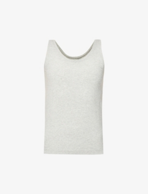 Spanx Comfort Scoop-neck Stretch Cotton-blend Vest Top In Heather Grey