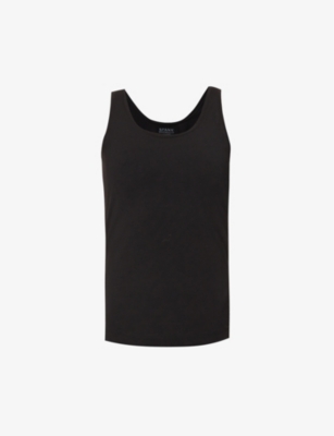 Spanx Comfort Scoop-neck Stretch Cotton-blend Vest Top In Very Black