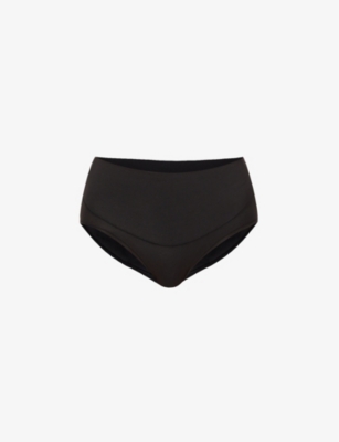 Comfort High-rise Stretch Cotton-blend Briefs In Black