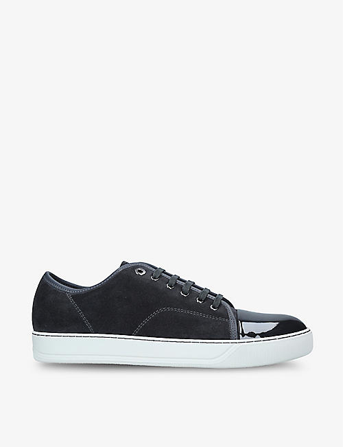 LANVIN: Cap-toe patent-leather and suede low-top trainers