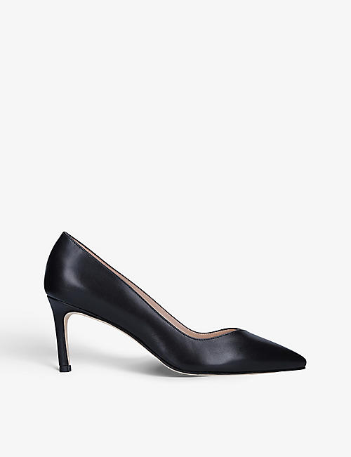 STUART WEITZMAN: Anny 70 pointed-toe leather heeled court shoes