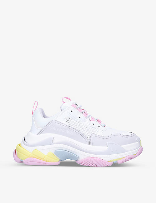 BALENCIAGA: Women's Triple S faux leather and mesh low-top trainers