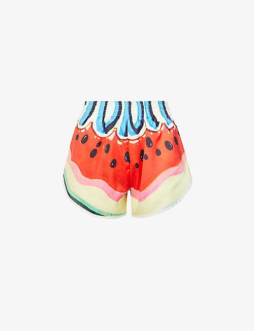 FIORUCCI: Watermelon graphic-printed woven shorts