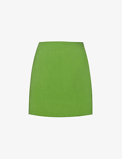 BENETTON: A-line high-waisted woven mini skirt