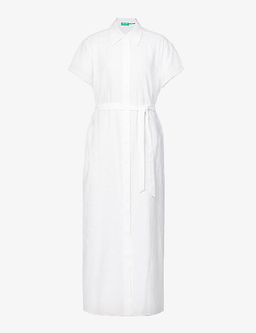BENETTON: Short-sleeve linen maxi dress