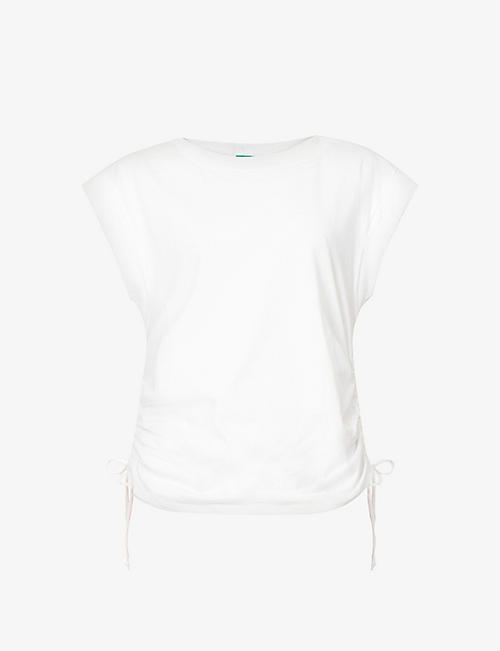 BENETTON: Ruched-side drawstring cotton-jersey T-shirt