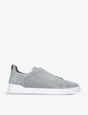 ERMENEGILDO ZEGNA: Triple Stitch slip-on suede low-top trainers