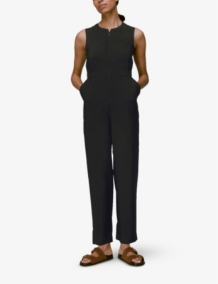 Whistles Womens Black Josie Zip-front Woven Jumpsuit 8 In Black