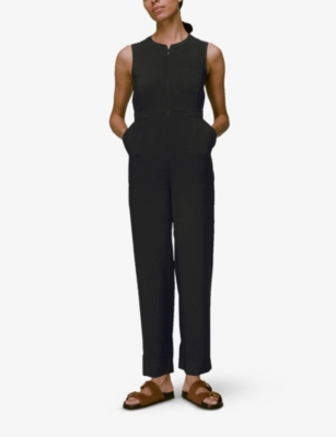 Shop Whistles Josie Zip-front Woven Jumpsuit In Black