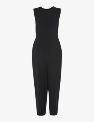 Whistles Womens Black Josie Zip-front Woven Jumpsuit 8 In Black