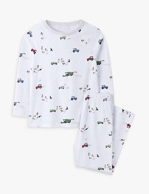 THE LITTLE WHITE COMPANY: Farm-print cotton pyjama set 1-6 years