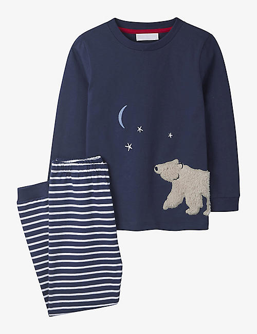 THE LITTLE WHITE COMPANY: Bear-appliqué striped cotton pyjama set 1-6 years