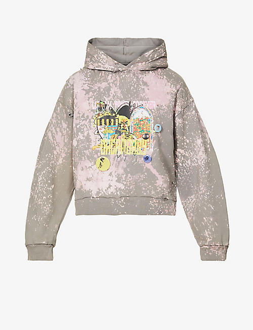 LIBERAL YOUTH MINISTRY: Cartoon Bleach distressed cotton-jersey hoody