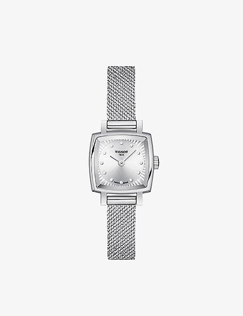 TISSOT: T0581091103600 Lovely Square stainless-steel and 0.03 single-cut diamond quartz watch