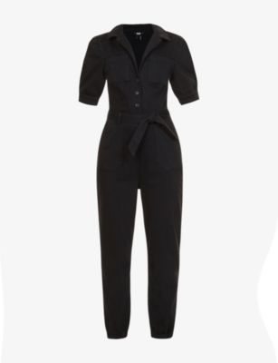 Shop Paige Women's Washed Black Mayslie Stretch-cotton-blend Jumpsuit