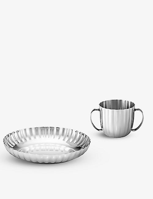 GEORG JENSEN: Bernadotte stainless-steel children's plate and cup set
