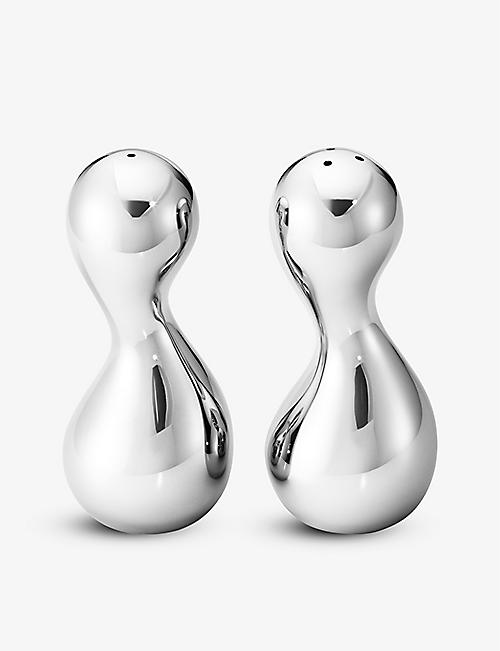 GEORG JENSEN: Cobra polished stainless steel salt and pepper shakers