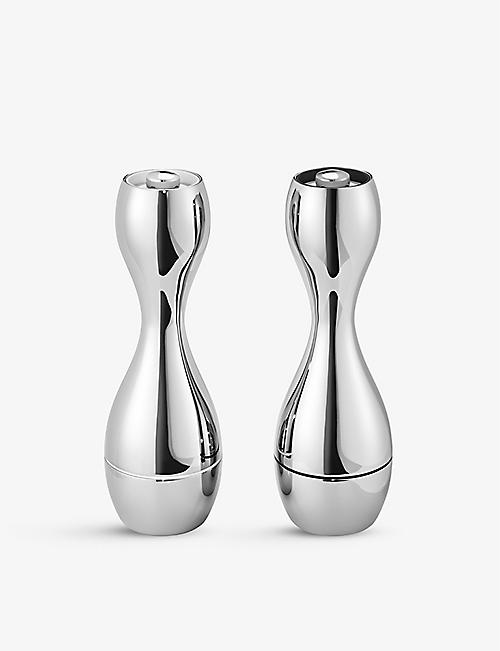 GEORG JENSEN: Cobra polished stainless-steel salt and pepper grinder set