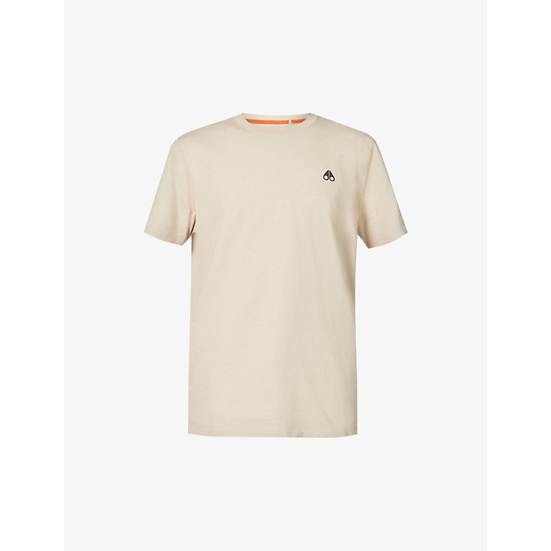 Moose Knuckles Satellite Logo-embroidered Organic-cotton T-shirt In Plaza Taupe