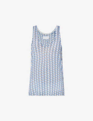 ZADIG & VOLTAIRE LEE BRAND PATTERN LINEN-BLEND TOP