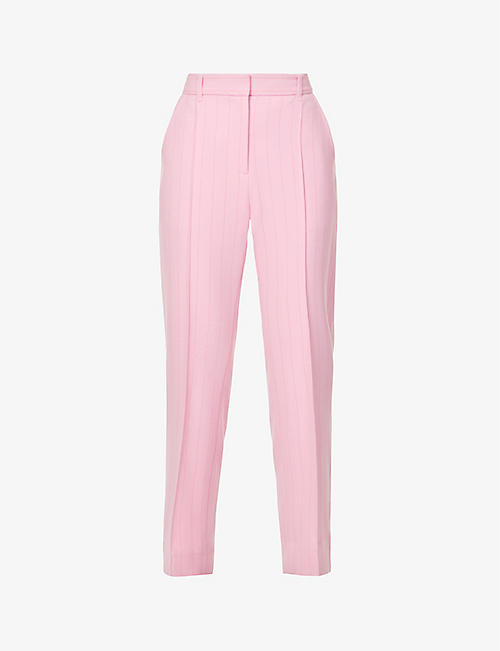 ME AND EM: Pinstripe tapered stretch-woven trousers