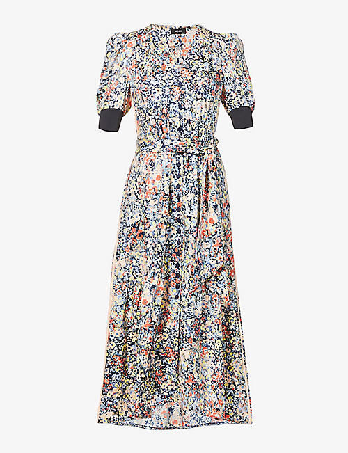ME AND EM: Floral-print recycled polyester-blend midi dress