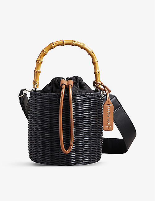 TED BAKER: Jayriri basket weave bucket bag