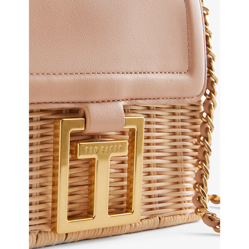 Shop Ted Baker Women's Camel Jaylisa Basket Weave And Leather Crossbody Bag