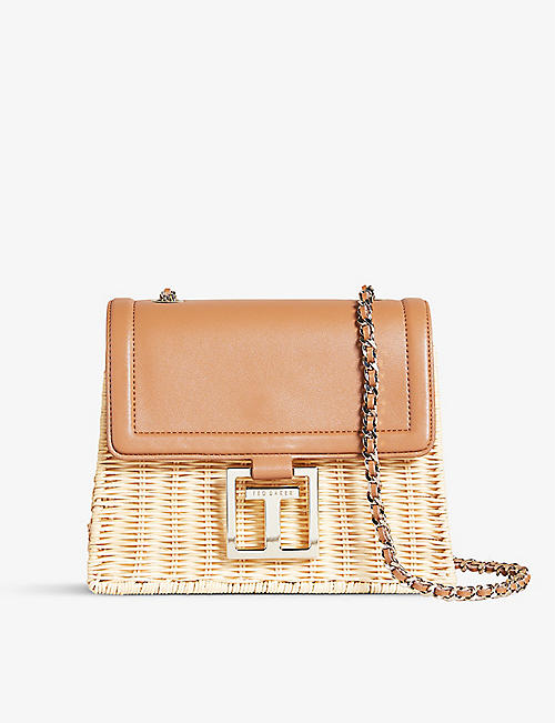 TED BAKER: Jayrina basket weave and leather tote