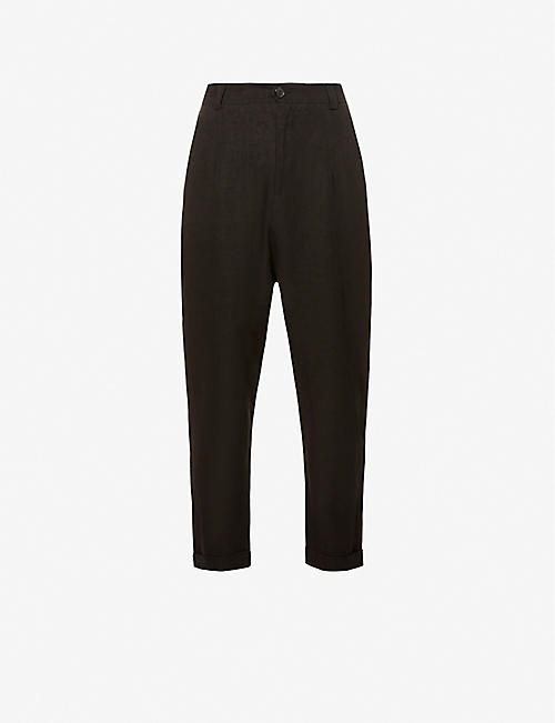ISABEL BENENATO: Straight high-rise linen trousers