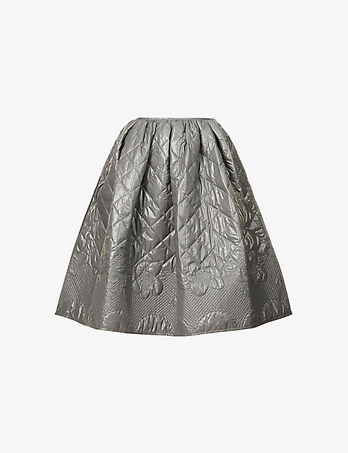 CECILIE BAHNSEN: Mala embroidered recycled-polyester midi skirt