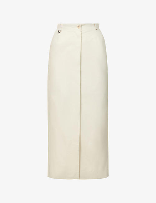 SAKS POTTS: Provence high-waist cotton-twill midi skirt